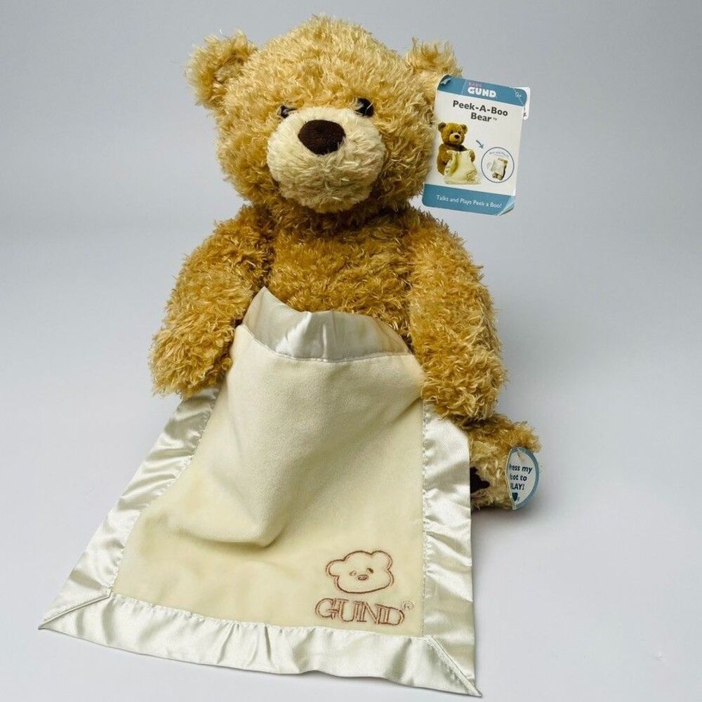 Baby Gund Animated Peek-A-Boo Bear Plush 320193 NWT Arm Moves No Sound